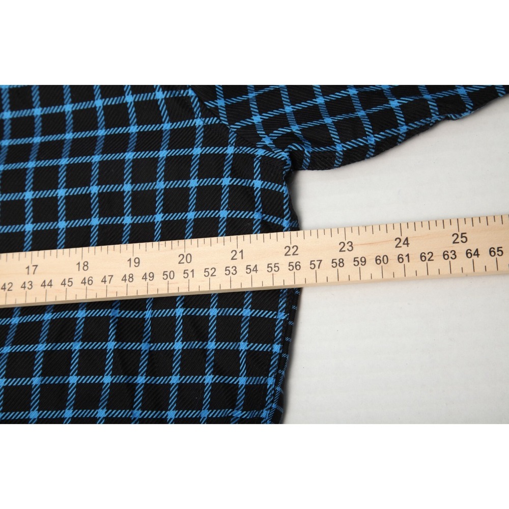 Robert Graham Button Down Shirt Mens L Blue Black Grid Flip Cuff Long Cleeves - Picture 9 of 12